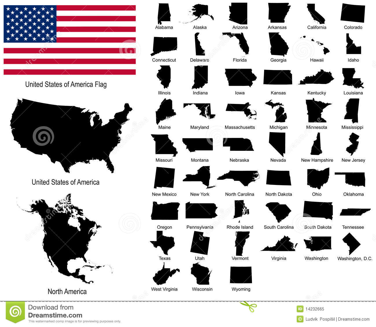 Shapes of the 50 States in the USA
