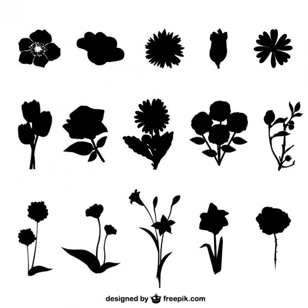 Silhouettes Free Vector Flowers