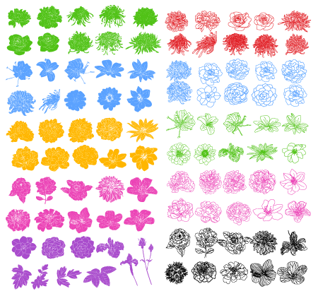 Silhouettes Free Vector Flowers