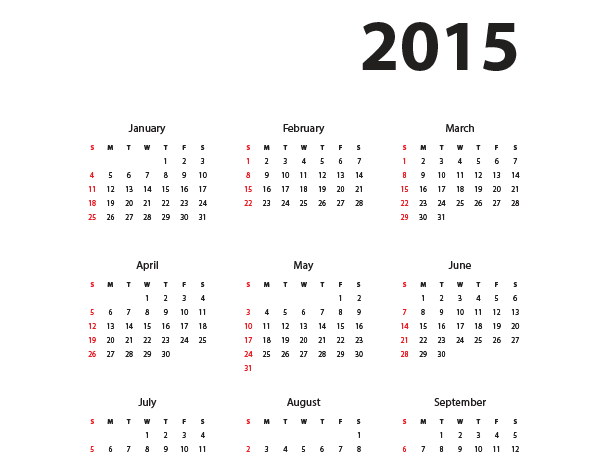 Simple 2015 Calendar-Year