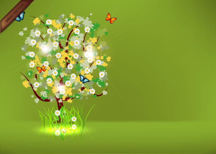 Spring Tree Vector Free