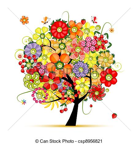 Tree with Flowers Clip Art
