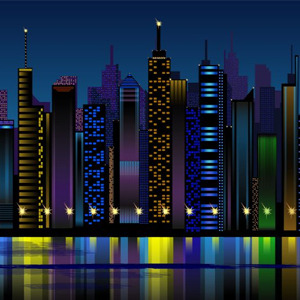 Vector City Buildings at Night