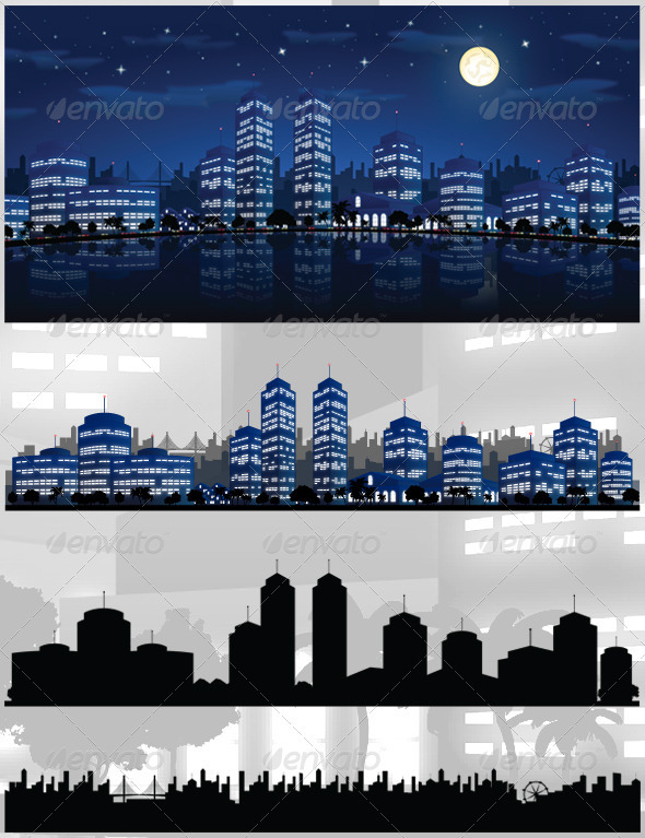 Vector City Skyline Nights