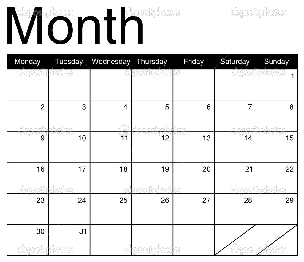 Vector Monthly Calendar Vector Monthly Calendar