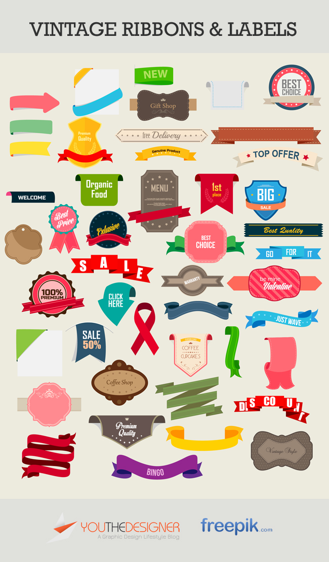 Vector Vintage Labels and Ribbon