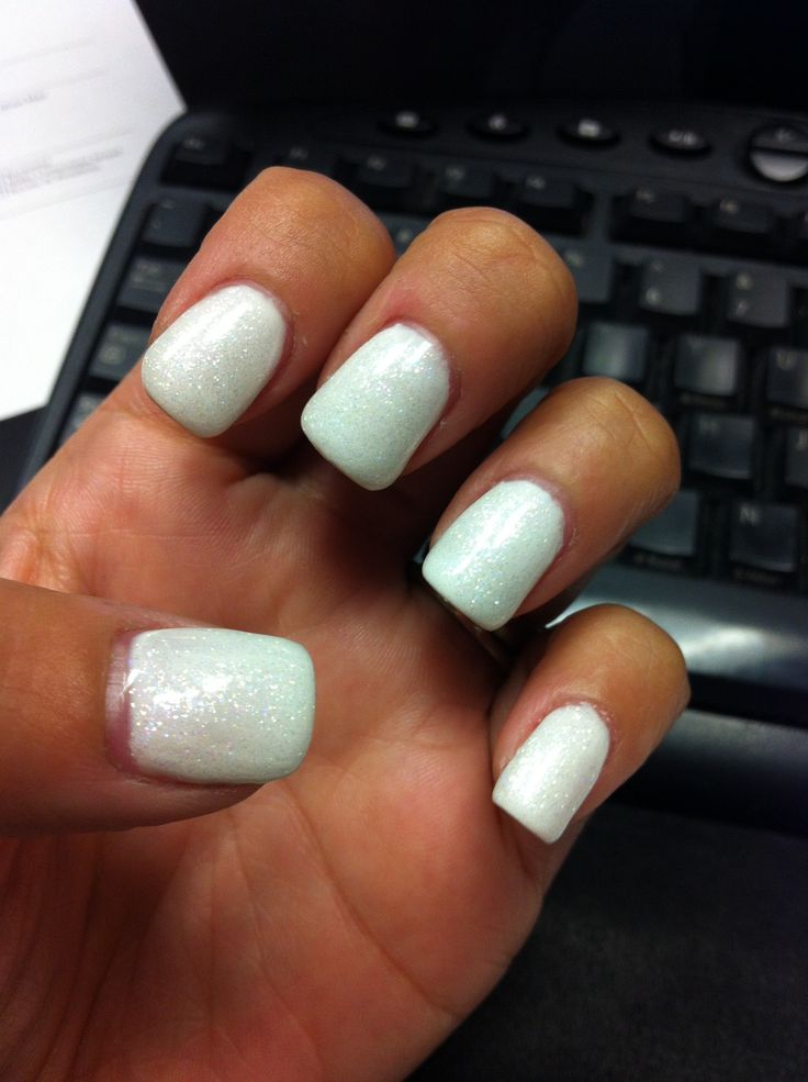 White Glitter Gel Nails Designs