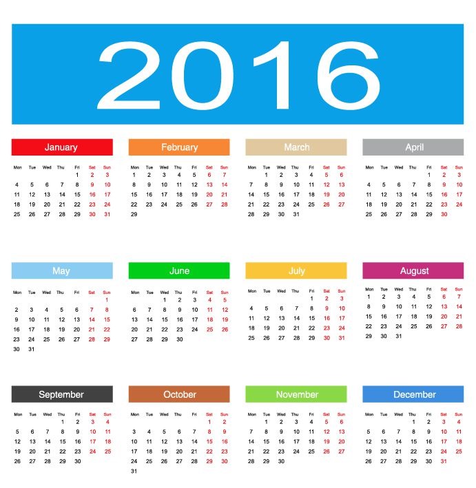 2016 February Calendar Clip Art Free