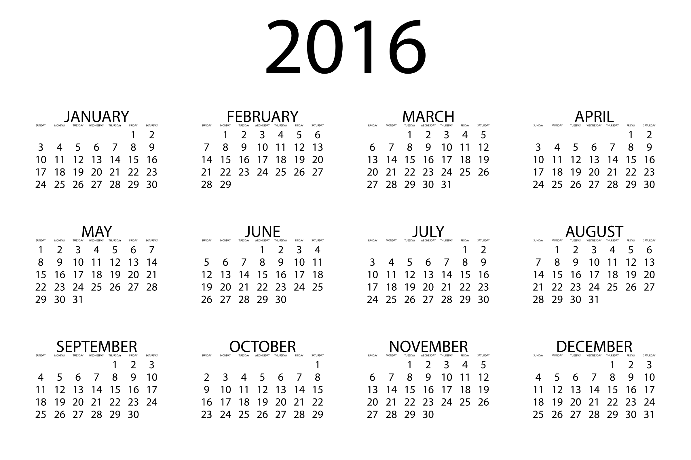 2016 Free Printable Calendars Com