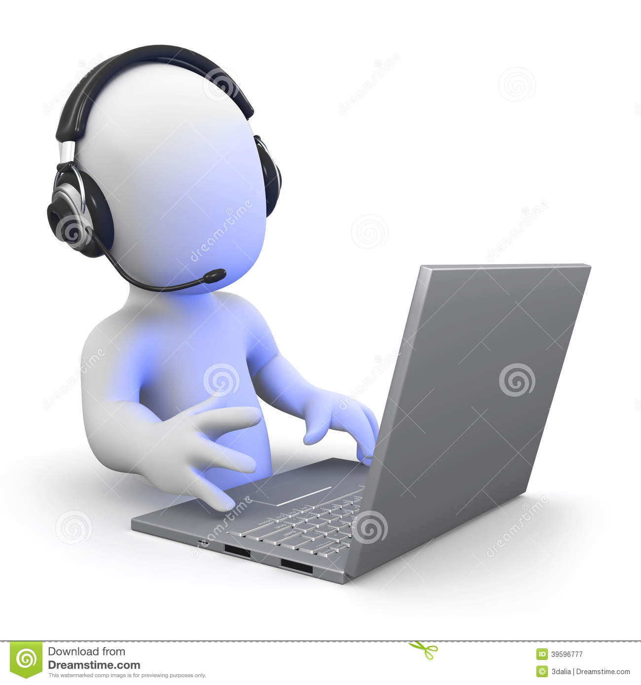 3D Call Centre Person Clip Art