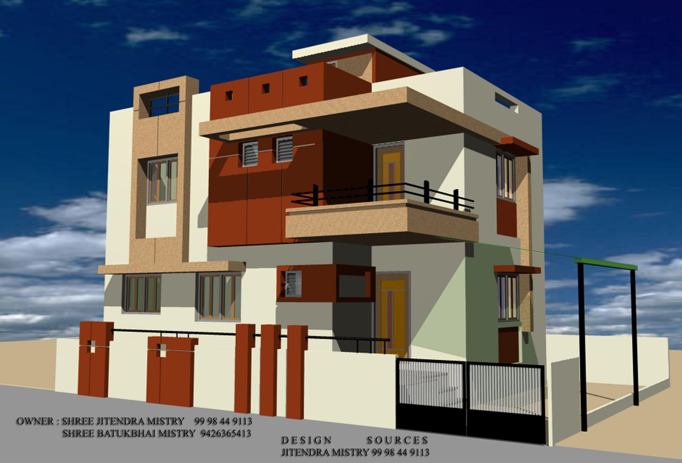 3D Front Elevation Modern