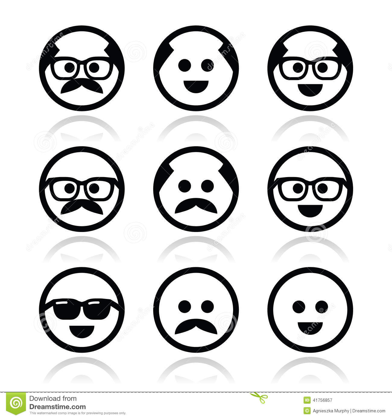 Bald Man with Glasses and Mustache Icons