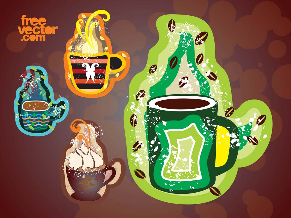 Cartoon Hot Coffee Drinks