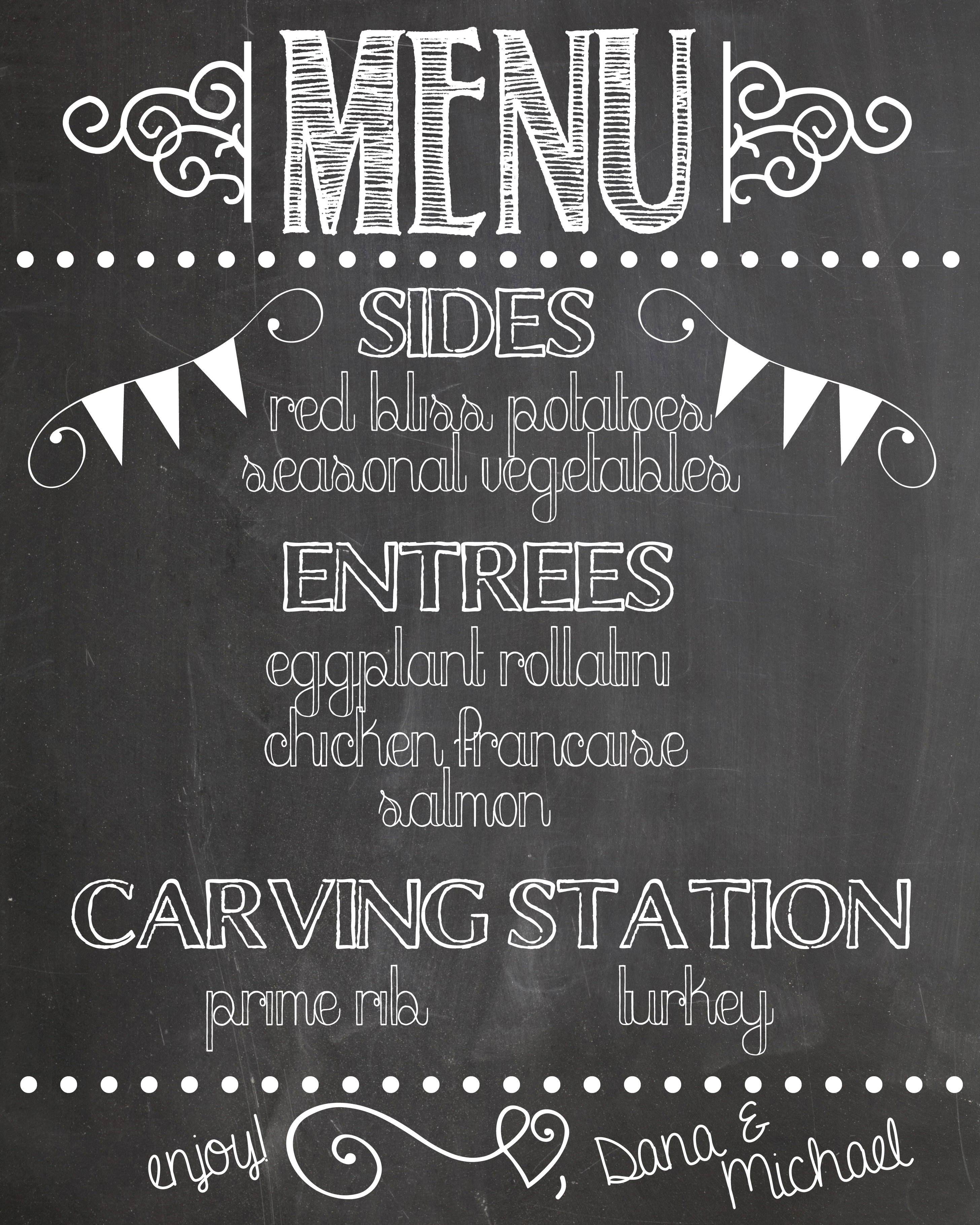 Chalkboard Menu