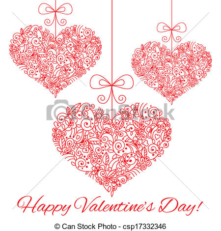 Elegant Valentine Hearts Clip Art