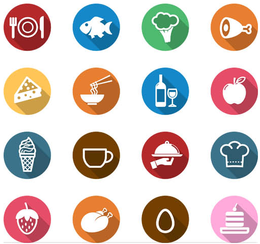 Flat Food Icon Vectors