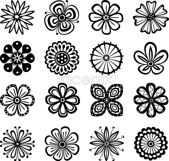 Flower Line Pattern Clip Art