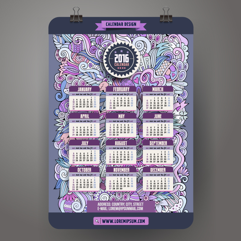 Free Vector Calendar 2016 Free Vector Calendar 2016
