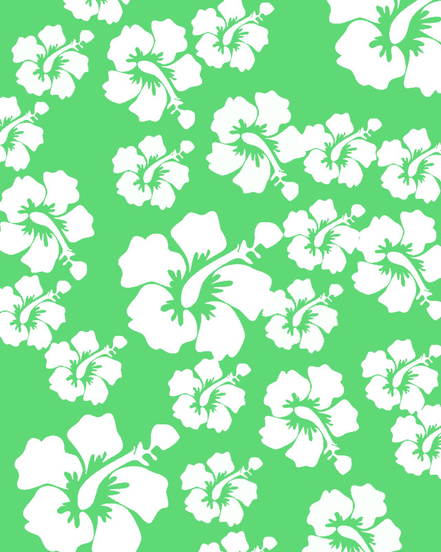 Hawaii Flower Pattern Paper Green