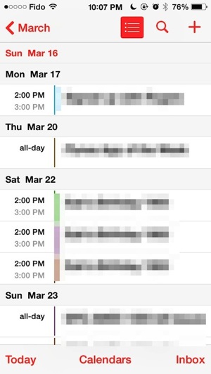 iOS 7 Calendar List View