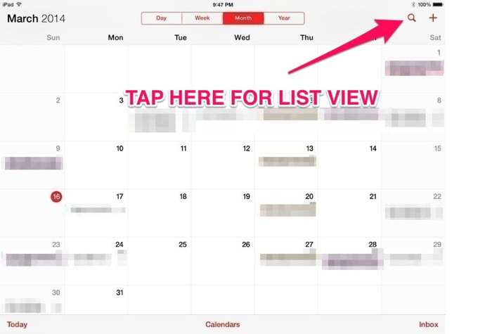 iOS 7 Calendar List View