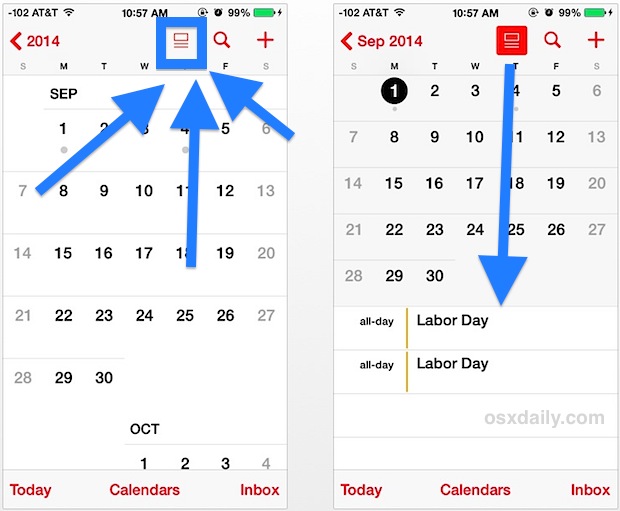 iOS List View Calendar of Events