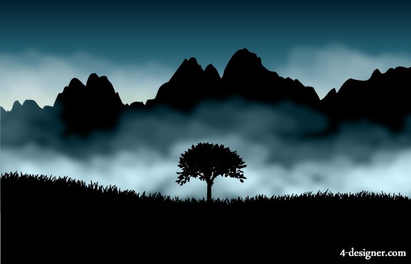10 Vector Real Scenery Images - Landscape Silhouette Vector, Beautiful