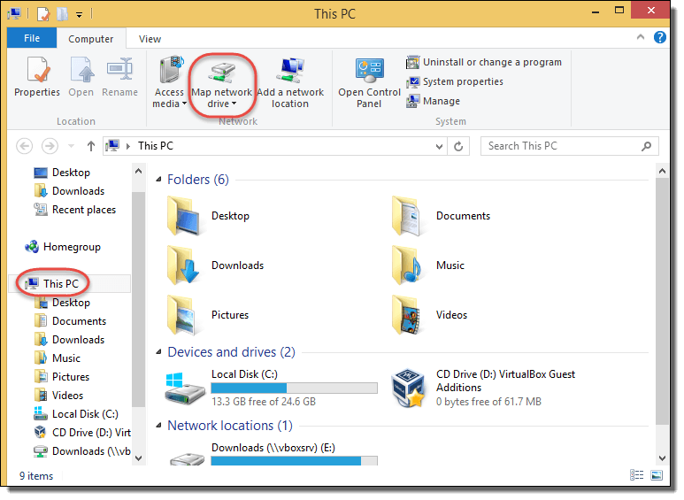 Map Network Drive Icon in Windows 8