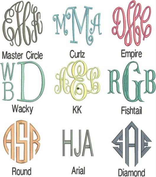 Monogram Embroidery Fonts