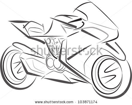 Motorcycle Vector Art Outline