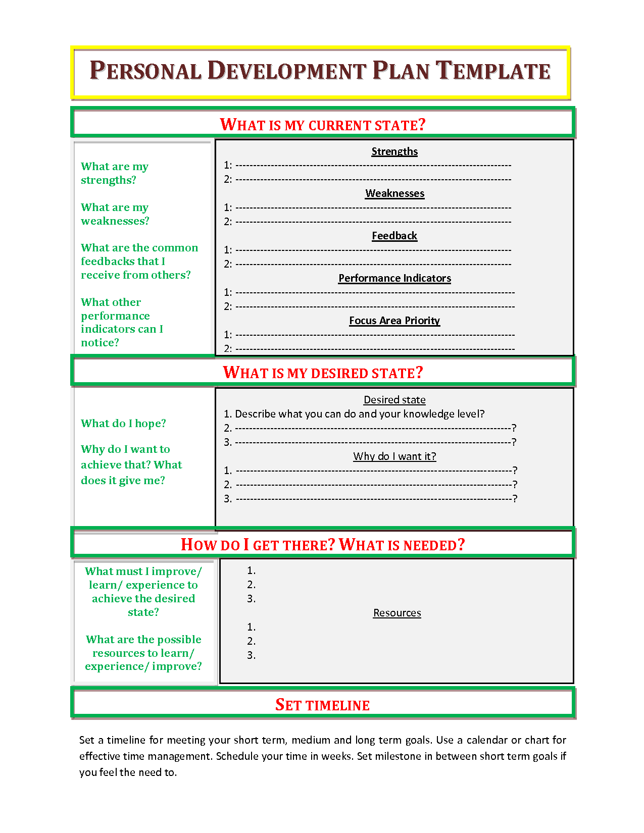 Personal Development Plan Template