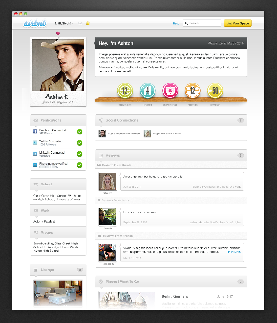 Profile Page Design Profile Page Design