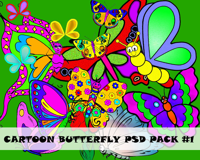PSD Cartoon Butterfly PSD Cartoon Butterfly