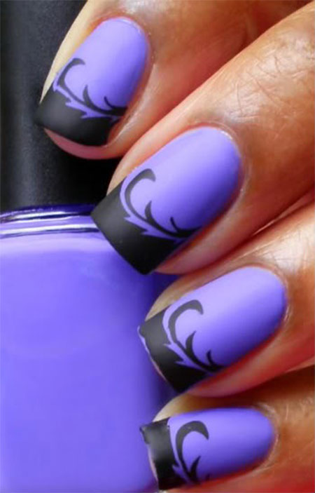 Purple and Black Matte Nail Designs