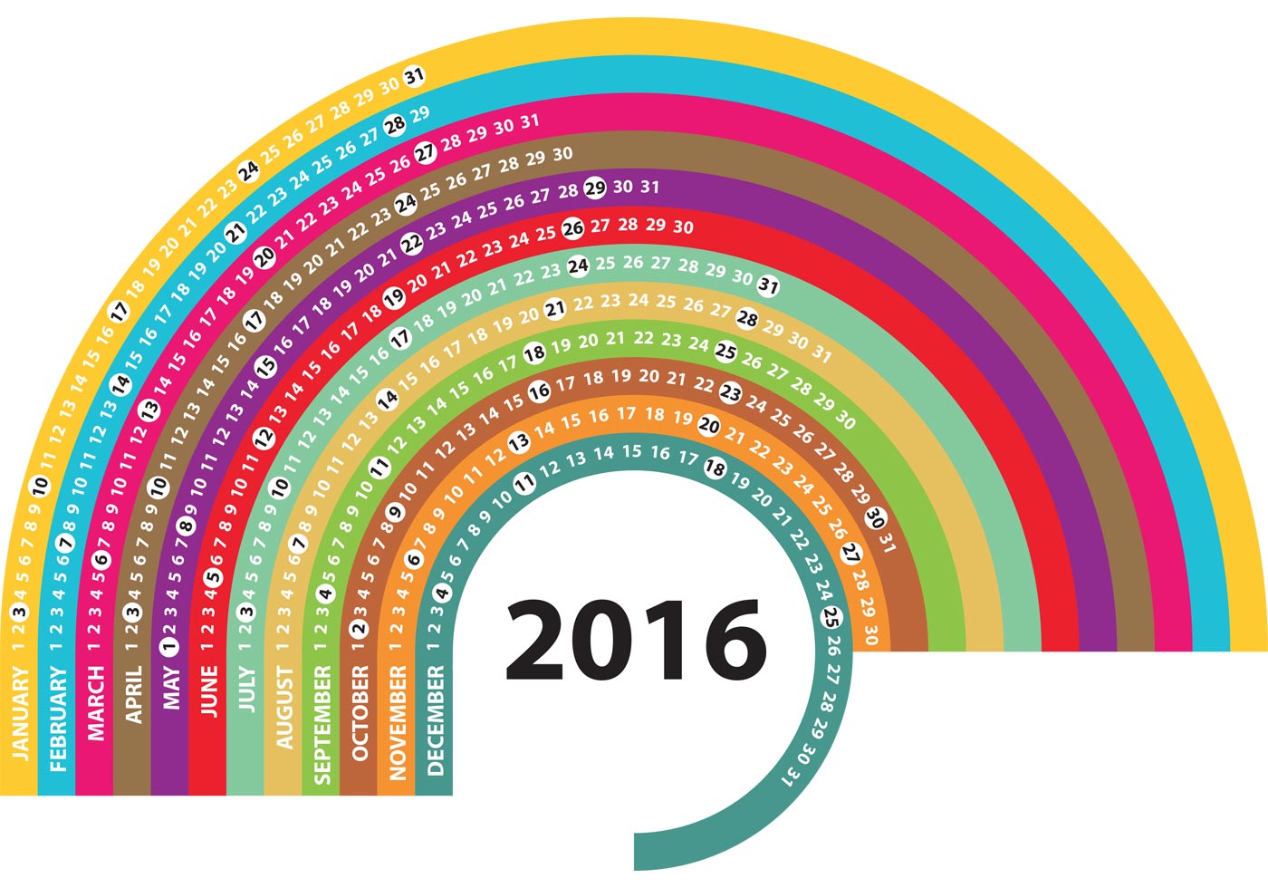 Rainbow 2016 Calendar Rainbow 2016 Calendar