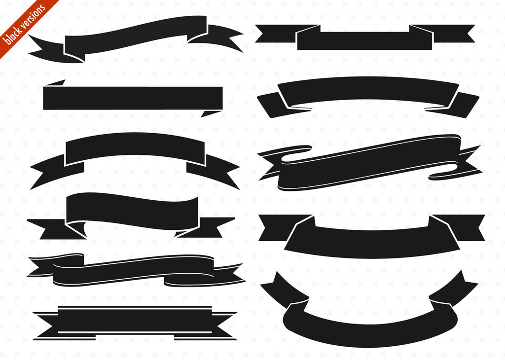 20 Ribbon Banner Vector Black Images