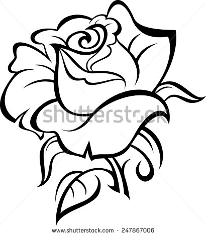 Rose Tattoo Outline with Leaves