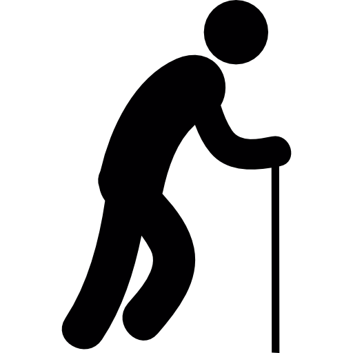 Silhouette Man Walking with Cane