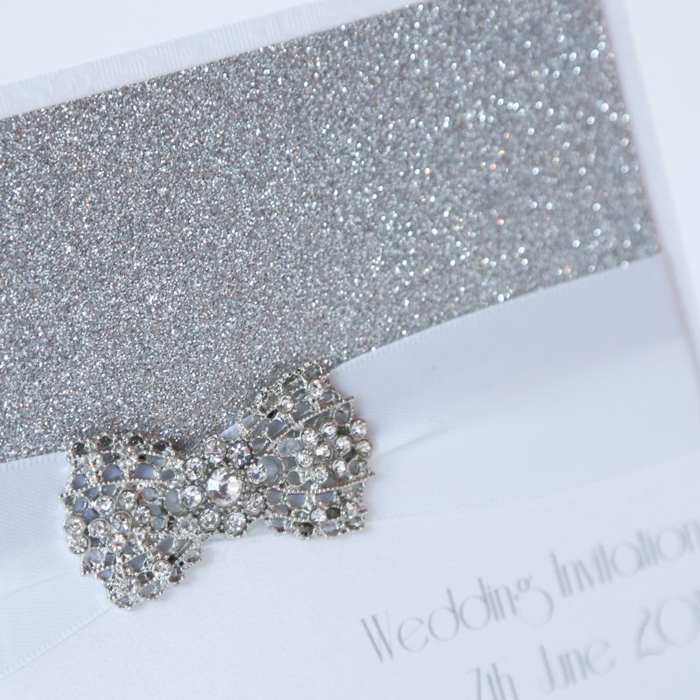 Silver Glitter Wedding Invitation