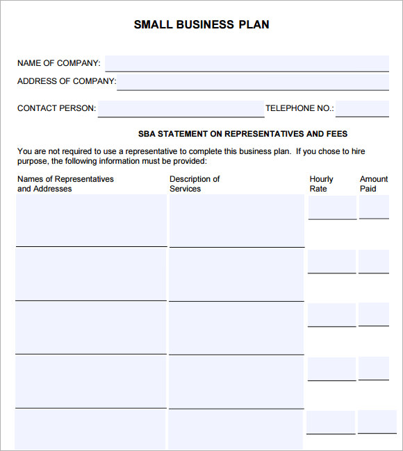 Small Business Plan Sample Templates