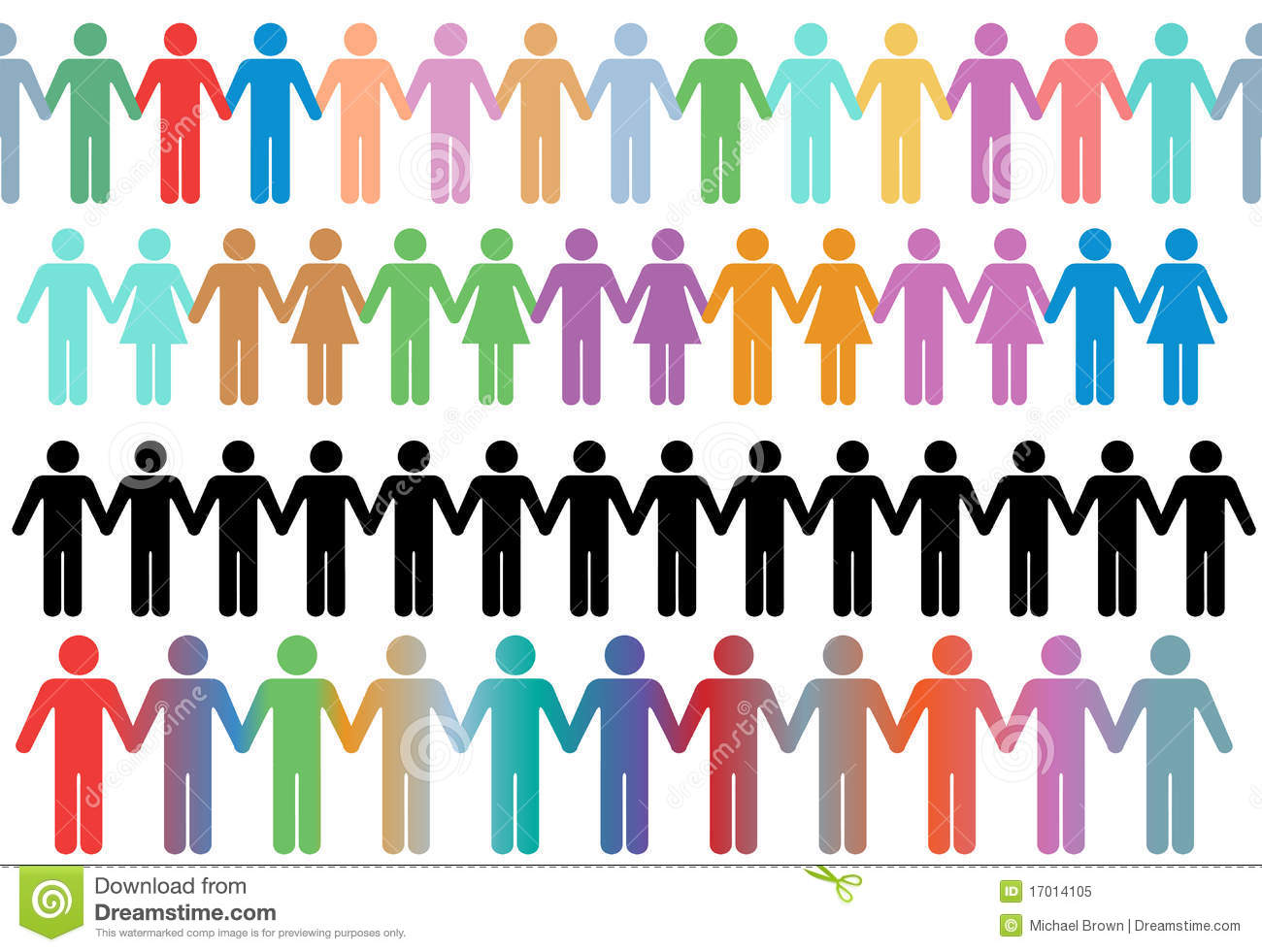 Stick People Holding Hands Border