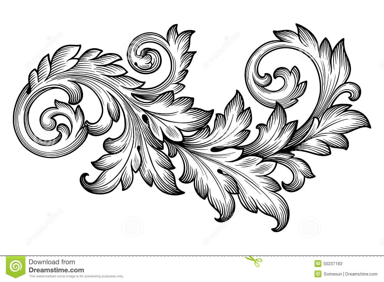 Vector Floral Scroll Pattern
