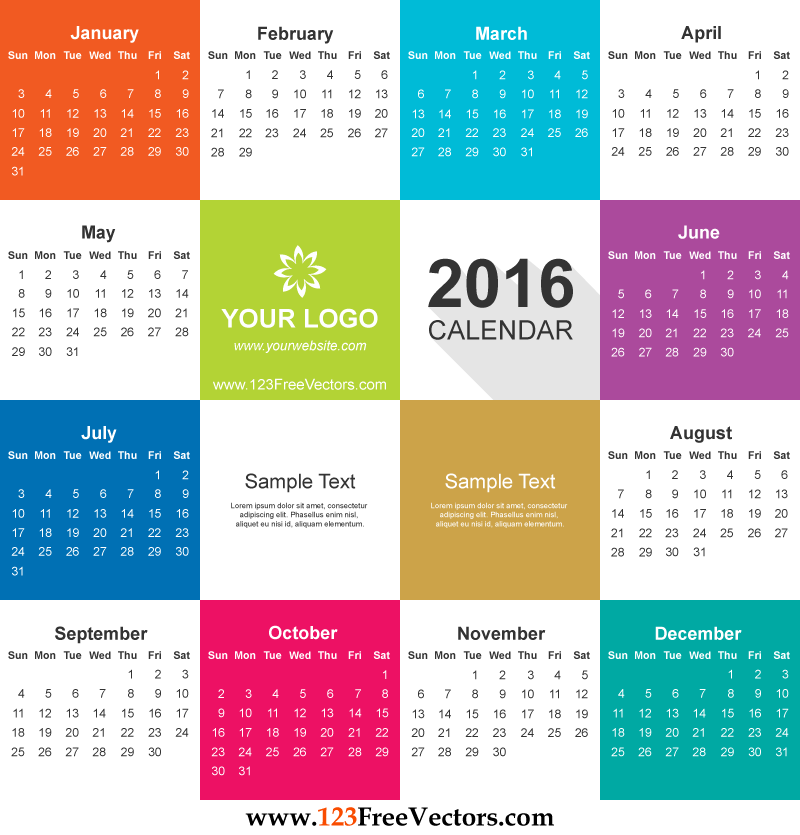 Vector Graphics Calendar 2016