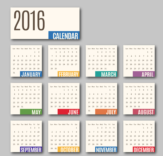 Vector Graphics Calendar 2016