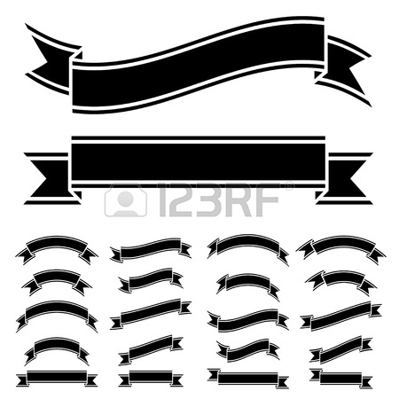 Vintage Ribbon Banner Clip Art Black and White