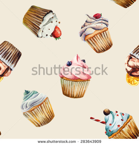 Watercolor Cupcake Vector