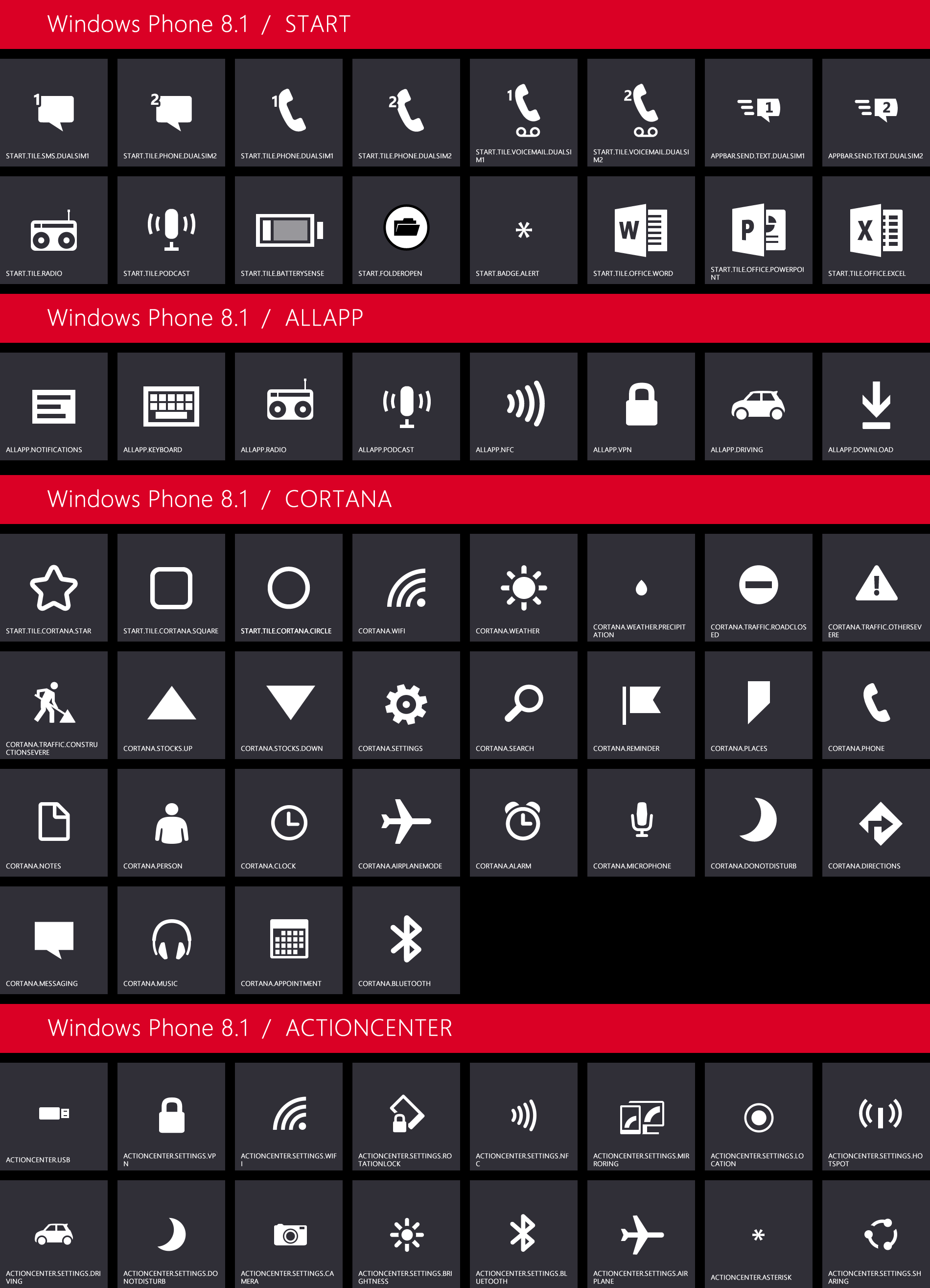 Windows Phone 8.1 Icons