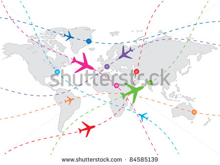 World Travels Map with Airplanes