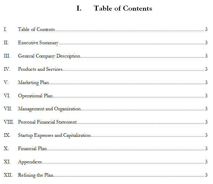 Writing Business Plan Template Free