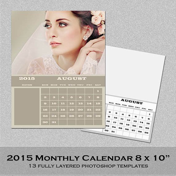 2015 Monthly Calendar Template Photoshop